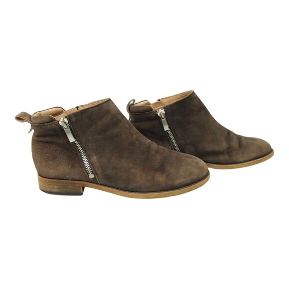 Franco Sarto Keegan Ankle Boot Nubuck Leather Booties Womens Size 6 M Double Zip - Picture 12 of 12
